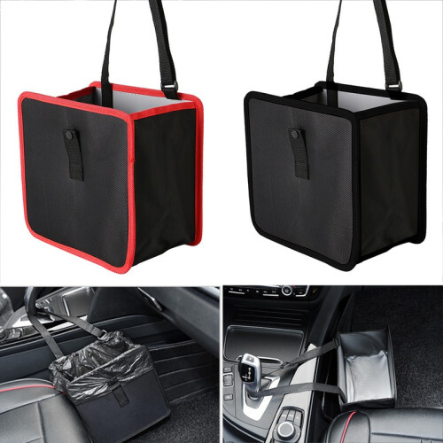 (Black)Car Rubbish Bin Waterproof Foldable Auto Trash Bag Litter Container Garbage 1