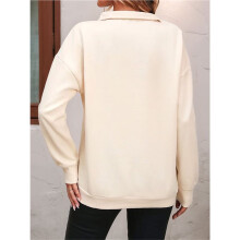 Kvinnors Kvart Zip Mock Neck Drop Shoulder Långärmad Sweatshirt Aprikosfärg XL