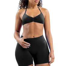 Women'S Polka-Dot Halter Top & High-Waist Shorts 2-Piece Outfit Set Black L