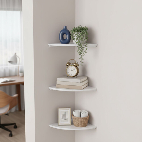Hoekwandplank, walnoot, halfrond, wandmontage