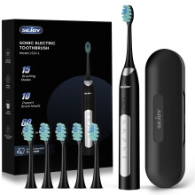 Sejoy Brosse à dents électrique sonique modèle 5, rechargeable, imperméable, avec lot de 10 têtes de rechange