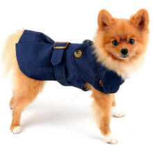 Winddichter Trenchcoat für kleine Hunde mit Gürtel, Hundemantel für Herbst und Winter, Haustierbekleidung für Welpen, Bl