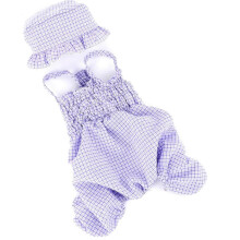 Haustier-Pyjama mit Füßen, niedliches Karomuster, für kleine Hunde und Katzen, Latzhose mit Oberteil, Hose und Mütze, be
