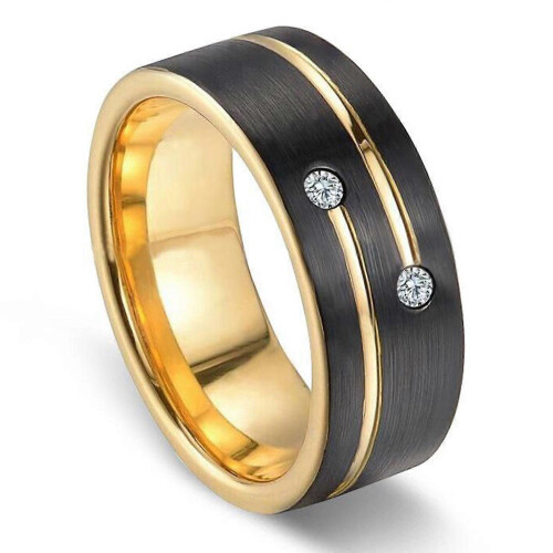 Stilvolle Herren-Eheringe, 8 mm breit, Edelstahl mit Diamantfassung, klassisch und langlebig 2