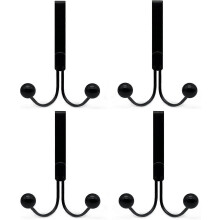 4er-Set Türhaken aus Metall mit 2 Haken, zum Aufhängen von Kleidung, Mänteln, Taschen, Bademänteln, Hüten und Schals übe
