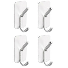 Mattschwarze wasserfeste Wandhaken aus Aluminium mit starkem Klebeband, 4er-Pack für Bad und Küche