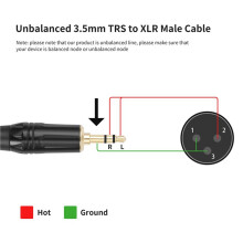 2pcs 3.5mm to XLR Cable Adapter Balanced 1/8 Inch Jack TRS Stereo to 3Pin XLR Male Microphone Audio Cable 300cm