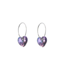 Ohrringe aus 925er Sterlingsilber mit blau-violettem Farbverlauf, Herzmotiv und Anhänger für Damen und Mädchen