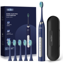 Sejoy Brosse à dents électrique sonique modèle 5, rechargeable et imperméable, avec lot de 10 têtes de rechange