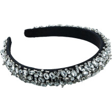Dames parel haarband met vulling, zwart fluweel, handgemaakte sieradenketting en parelmoer bloem