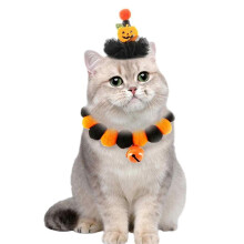 Halloween halsketting, pluchen balhoedset voor huisdieren, kattenfeestset en verkleedkostuum met zachte feestelijke katt