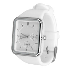Dameskwartzhorloge met 3 subwijzerplaten, waterdicht chronograaf analoog uurwerk, siliconen band, datumkalender, wit zil