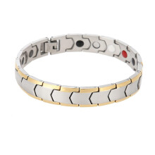 Verstelbare armband van titaniumstaal met magnetische therapie, gezondheidscadeau voor heren, zilverkleurig