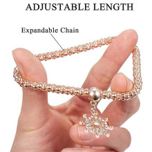 Mehrreihige Charms-Armbänder 3er-Set in Gold, Silber und Roségold, Cornchain-Armband mit Herzform und dehnbarem Design f