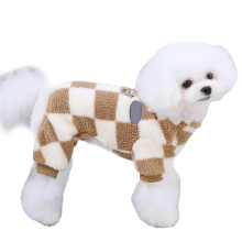 Hundepyjama für kleine Hündinnen, Winter Hundepullover mit Leinenring, warme Fleece-Hundekleidung für Welpen, Braun