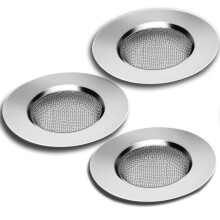 3er-Set Edelstahl-Abflusssiebe für die Küche und das Bad, Haarfänger für die Dusche, Ø 7,7 cm