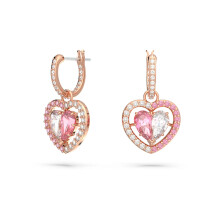 Rose Gold Plated Heart CZ Huggie Earrings, Chic Romantic Design 5653010
