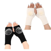 Fingerlose warme Handschuhe mit Daumenloch, gemütliche Strickhandschuhe aus Wolle, halbfingerig, offen, weich und wärmen