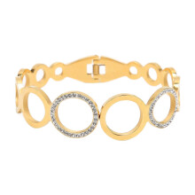 Ovales Kettenarmband mit elegantem goldenem Rand, offenem Verschluss, Scharnier und hohlem Design für Damen