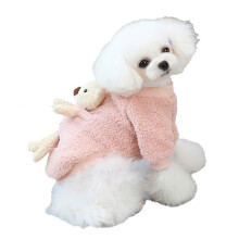 Haustierpullover aus Fleece mit Bärenmotiv, warme Winterkleidung für kleine Hunde und Katzen, weich, bequem, rosa