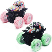 2er-Pack Spielzeugauto für Jungen, Rückziehauto mit stoßdämpfender Feder und strukturierten Gummireifen, Reibungsauto ab