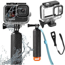Waterdichte beschermhoes voor actiecamera Hero 9 10 11 12 13, duikbescherming met niet-verwijderbaar filter en drijfstan