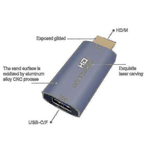 USB-hun til 4K HDMI-han lyd- og videooptager til pc til livestreaming og udsendelse, kompakt design 1