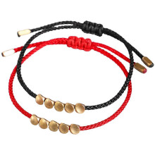 2 stk tibetanske kobperler justerbart håndlavet buddhistisk lykkeknude armbånd med rød og sort snor til kvinder og mænd