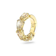 Gold Plated Oval Cut Champagne CZ Huggie Earrings, Chic Glam Design SOE0033