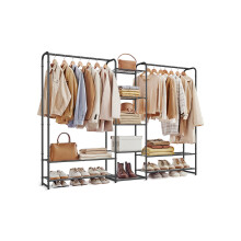 Open Wardrobe - Metal - Matt Black - Freestanding with Storage Shelves