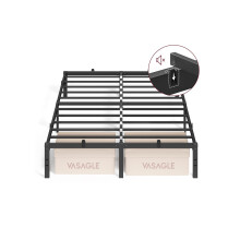 Double Metal Bed Frame - Steel - Ink Black - Easy Assembly, Modern Design, 135 x 190 cm
