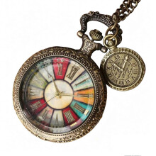 Reloj de Bolsillo de Cuarzo Estilo Vintage con Cadena, Colgante Colorido para Hombre y Mujer, Regalo de Ocio