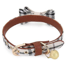 Conjunto de collar para perros pequeños, cachorros y gatos con doble lazo tradicional, ligero y resistente, con pajarita