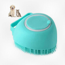 Cepillo redondo de silicona suave para mascotas, cepillo de baño y masaje suave para perros y gatos 25-26 s