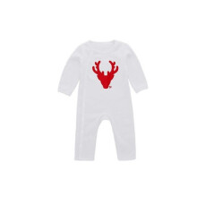 (White,Newborn)Camisa de Navidad Manga Larga con Estampados de Alces y Colores Sólidos Diseño Vacaciones para