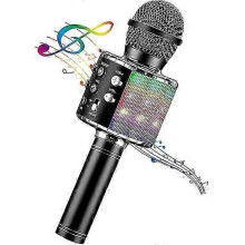 Bluetoothos 4 az 1-ben karaoke vezeték nélküli mikrofon LED fénnyel, hordozható kézi mikrofon