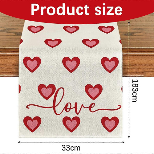 Valentine's Day Decorations Valentine's Day Heart Print Table Flags Party Table Kitchen Mats 1