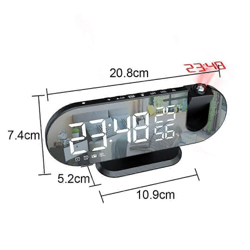 LED large screen radio mirror projection alarm clock photosensitive electronic clock 1