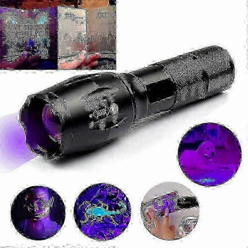 Dual light source charging white light purple 395UV flashlight fluorescent lamp UV curing banknote and jade detection lamp 2