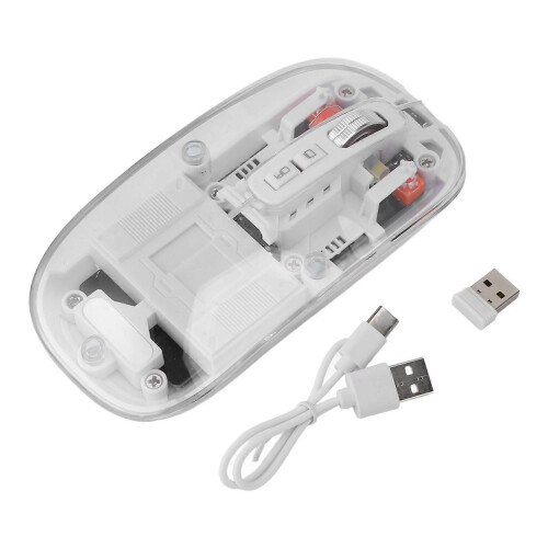 Transparent Computer 2.4G BT1 BT2 Tri Mode Rechargeable Wireless Bluetooth Mouse with USB Receiver for Laptop