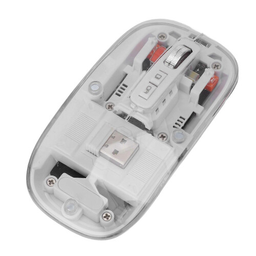 Transparent Computer 2.4G BT1 BT2 Tri Mode Rechargeable Wireless Bluetooth Mouse with USB Receiver for Laptop 2