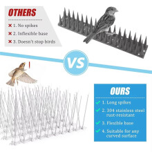 12Pcs Spikes Stainless Steel Bird Repeller Set Deterrent Anti Bird Squirrel Cat Repellent for Garden Fence