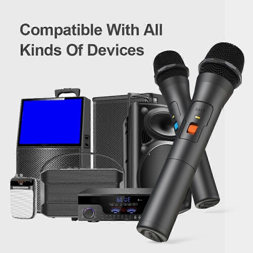 2PCS Wireless Microphone System Kits USB Receiver Handheld Karaoke Microphone Home Party Smart TV Speaker Singing Mic 2