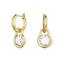 Gold Plated Huggie Earrings with Padlock & CZ Drop, Chic Minimalist Design 5666023