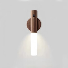 Lampka nocna z czujnikiem ruchu do przedpokoju, akumulatorowe oświetlenie LED, przenośne schody, drewniana lampa ścienna zasi