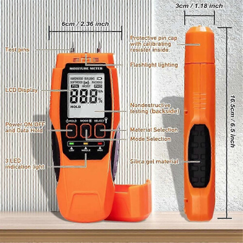 2 in 1 Moisture Meter, for Mold Self-Testing,Water Leak Detector,Moisture Sensor for Firewood,Drywall Mold Detector 1