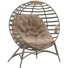 Egg Chair with Cushion & Side Pocket - Brown