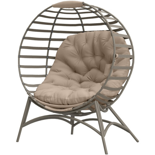 Egg Chair with Cushion & Side Pocket - Brown 1