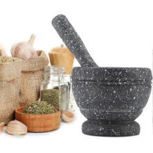 Compatible avec mortier à bol, mortier, pilon de cuisine, mortier, broyeur manuel en plastique pour ail, épices et herbes.