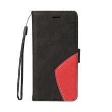 Étui portefeuille à rabat en cuir PU compatible avec LG K40 - Noir